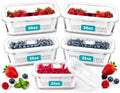 Glass Berry Containers for Fridge, 5 Pack
