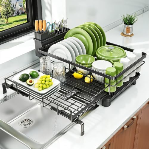 caktraie Dish Drying Rack - Extendable Dish Rack, Drying Rack Kitchen