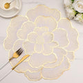 Evevda 15 Inch Gold Floral Shaped Vinyl Placemats for Dinner Table Set