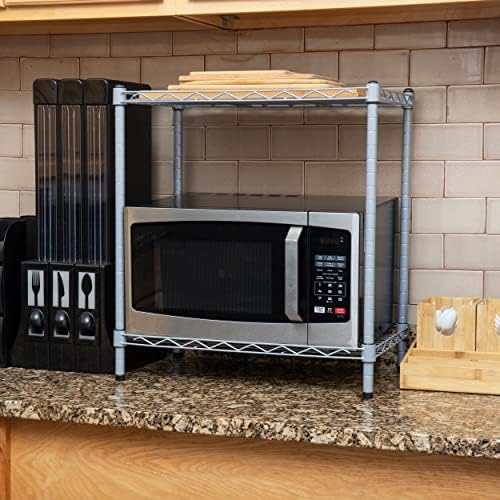 Mind Reader Metal Countertop Microwave Shelf, Silver