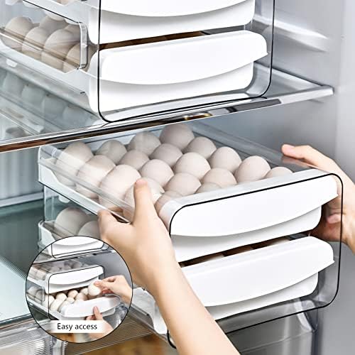 Egg Holder 40 Grids Egg Storage Drawer Container for Fridge Clear