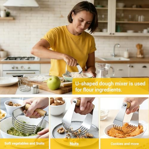 3 PCS Dough Pastry Cutter Scraper Blender Set with Stainless Steel