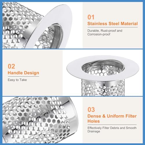 uxcell Shower Drain Strainer, 2 Pack, 2" x 2.5"