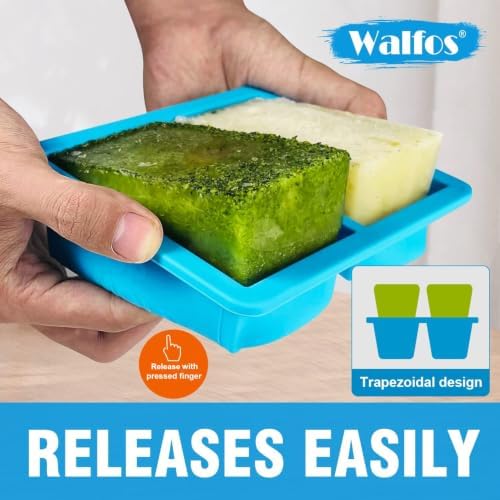 Walfos 1-Cup Silicone Freezer Molds with Lid, 4 Packs Soup Freezer Ice