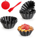 12 pcs Egg Tart Molds, 3.6" Mini Tart Pans, 1.2'' Deep Non-Stick