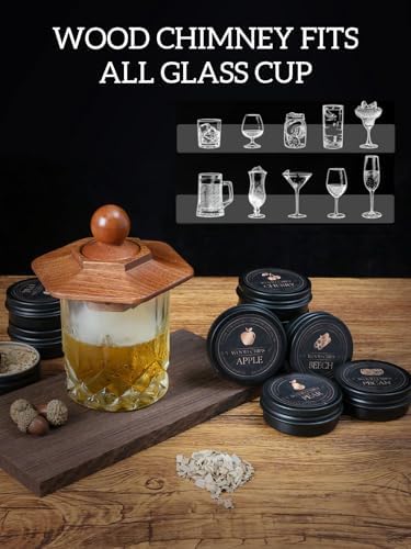 23Pcs Whiskey Cocktail Smoker Kit with Torch, 6 Flavors 12 Packs Wood