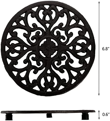 Hedume 2 Pack Cast Iron Trivet, 6.8" Cast Iron Round Trivet with