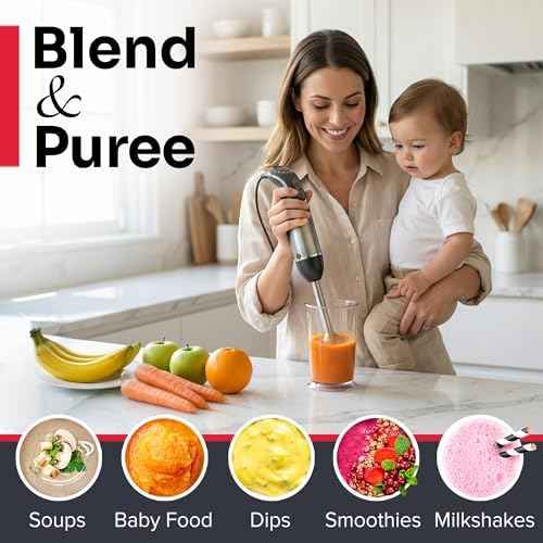 Mueller Multistick 5-in-1 Immersion Blender Handheld, 12-Speed Hand