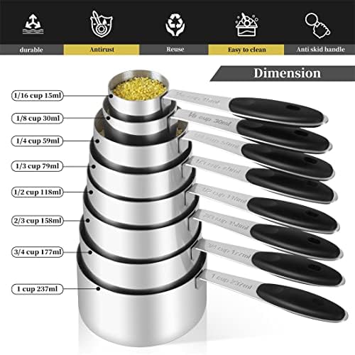 16 Pieces Measuring Cups and Magnetic Measuring Spoons Set Stainless
