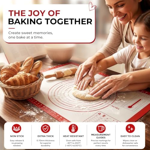 XL Silicone Pastry Mat for Baking Dough Mat, Extra Large 28x20 inches