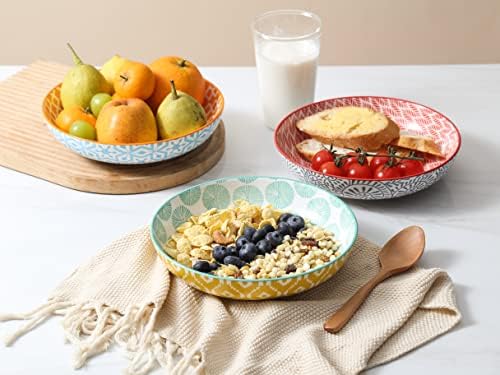Selamica Ceramic 26 Ounce Pasta Bowls Set of 6, Shallow Salad Bowls