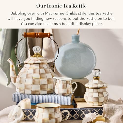 MACKENZIE-CHILDS 2 Quarts Brown-and-White Tea Kettle