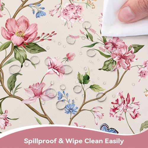 Spring Pink Flower Washable Rectangle Table Cloth 60x84inch