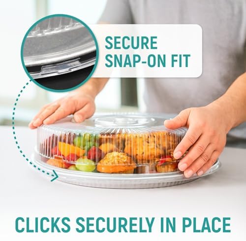USA-Made Set of 3 Aluminum Round Serving Platters and 3 Plastic Dome