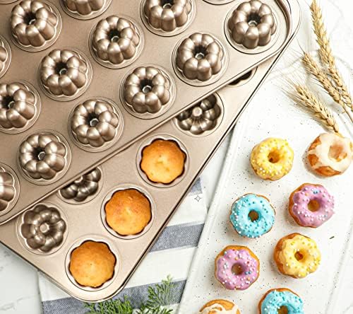 Webake 1.8" Mini Fluted Tube Cake Pan, 24-Cup Non-stick Bite Size