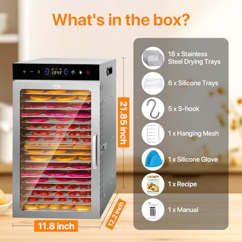 Commercial Food Dehydrator Machine, 18 Trays, 800W