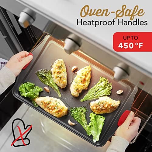 Eatex Nonstick Baking Sheet Set, 3-Piece Baking Pans Set with Silicone