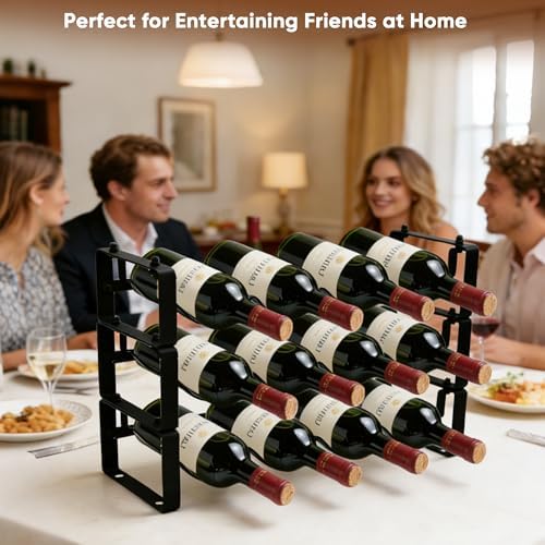 12-Bottle Wine Rack for Countertop, 3-Tier