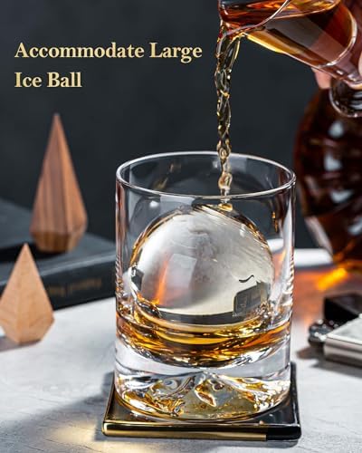 JBHO Hand Blown Crystal Double Old Fashioned Cocktail, Solid Whiskey