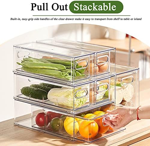 Refrigerator Organizer Bins, 2 Pack, BPA-Free, Clear