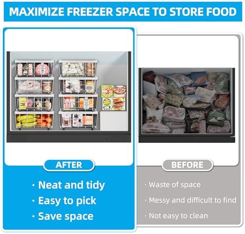 2 Pack Expandable Freezer Organizer Bins, Stackable Chest Freezer
