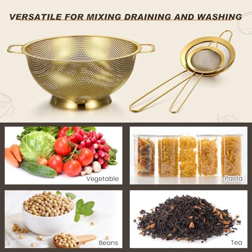 Sawysine 5 Pcs Gold Kitchen Appliances Includes 5 Quart Gold Colander