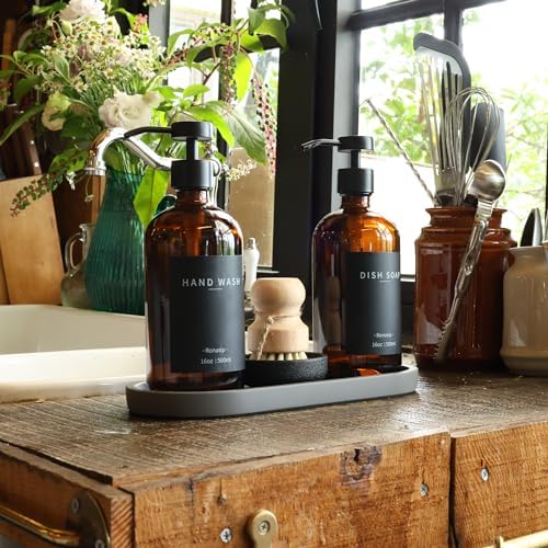Ronasip Set of 5 Glass Soap Dispensers, 16 Oz