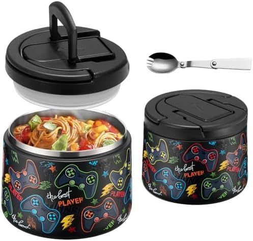 14oz Insulated Vacuum Food Jar with Buckle Lid,Soup Thermo for Hot