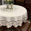 sandweek Round Table Cloth Flower Embroidered Lace Tablecloth Wrinkle