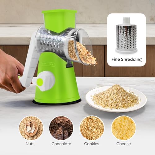 3-in-1 Rotary Cheese Grater with Suction Base