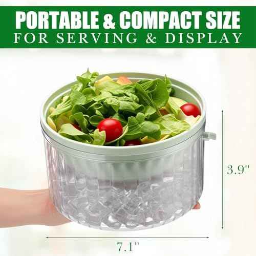 Hushee 2 Pack Chilled Dip Bowl 30oz Ice Serving Bowl with Lid Chilled Dip Bowl for Parties Cold Serving Dish with 2 Serving Tongs 6 Spoons for Hummus, Chilled Pasta, Potato, Dressing, Fruit, Salsa