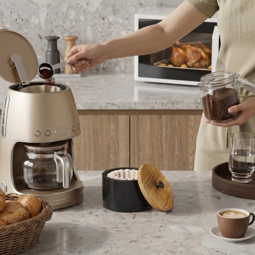 Wooden Coffee Filter Holder for Counter, Large Coffee Filter Storage