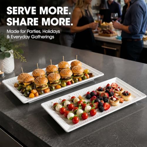 14 inch Ceramic Serving Platter - Rectangular Serving Trays Set of 4