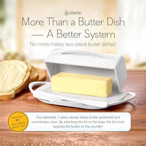 Butterie Flip Top Butter Dish, White