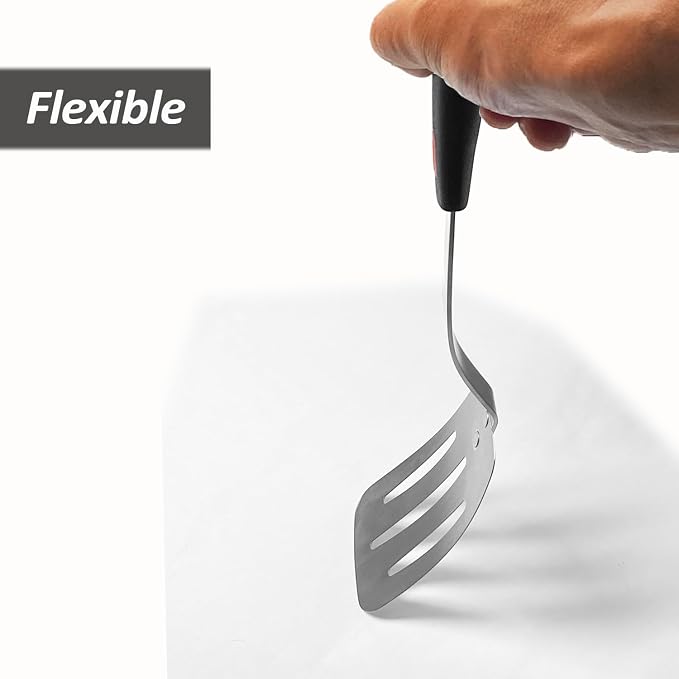 Stainless Steel Spatula, Flexible Metal Slotted Turner - Image 4