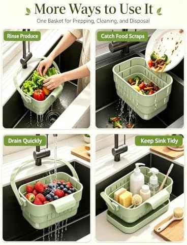 Foldable Hanging Sink Drain Basket, Detachable