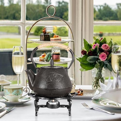 Sumnacon Round Tea Warmer Cast Iron Tea Pot Warmer with Tealight
