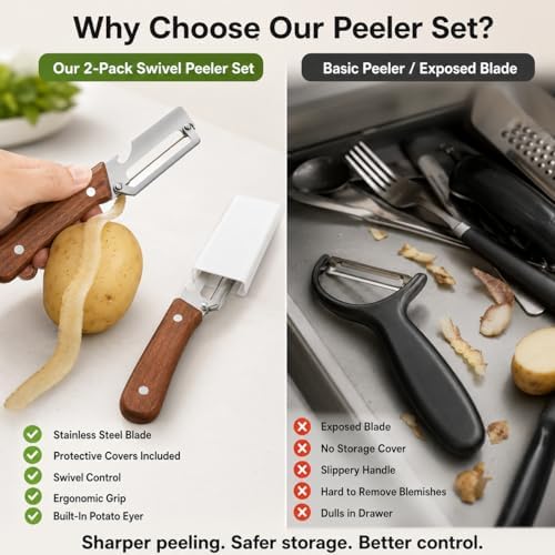Vegetable Peelers for Kitchen, Stainless Steel Potato Peeler Hand &