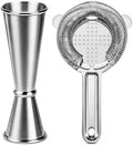 Cocktail Jigger & Strainer for Bartending, Food-Grade 304 Stainless