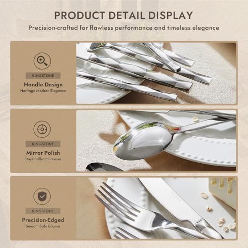 40 Piece 18/10 Silverware Set, Stainless Steel Flatware Cutlery set for 8