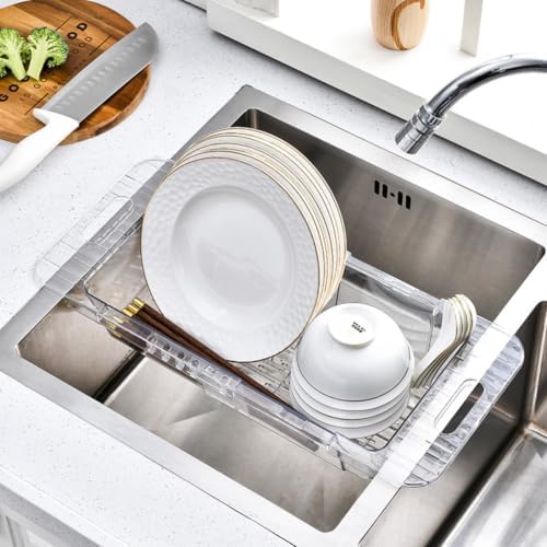 Extendable over Sink Drain Basket PET Colander for Fruits Vegetables
