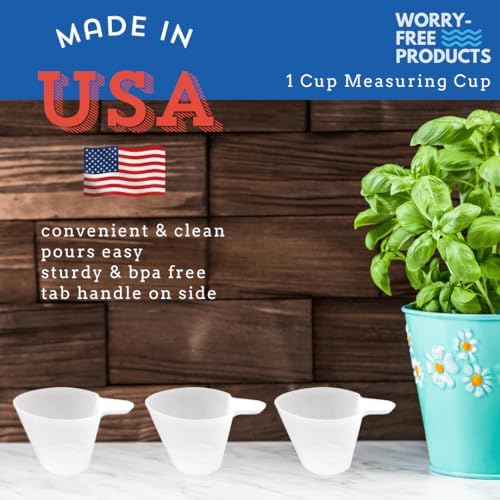 Worry-Free 1 Cup Measuring Cup - USA Made Plastic Measuring Cup, BPA