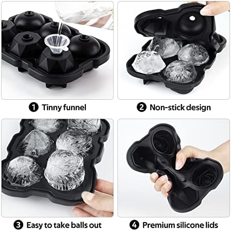 Ice Cube Tray, Mikiwon 2 inch Rose Ice Cube Trays With Covers, 3