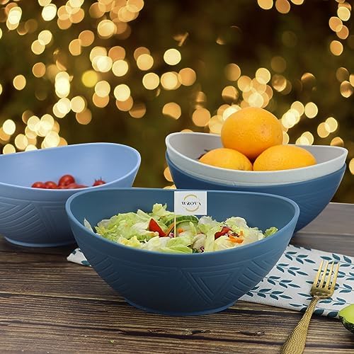 Wrova Wheat Straw Bowls, Plastic Bowls Reusable Big Serving Bowls for
