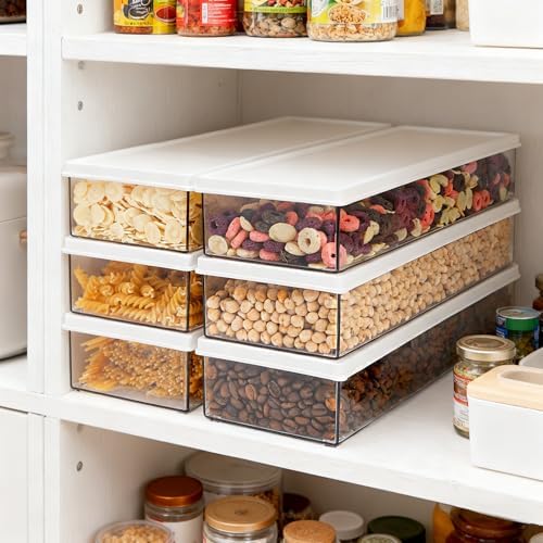 ZENFUN 6 Pc Pasta Containers with Lids for Pantry, Airtight Spaghetti