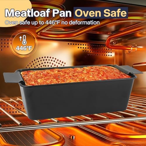 2-Pack Nonstick Meatloaf Pan with Drain Tray, Lift-Out Insert, 9x5”