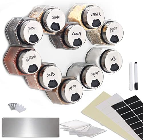 10-Piece 5oz Glass Magnetic Spice Jars