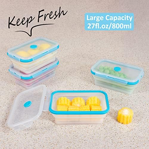 Collapsible Food Storage Containers with Lid & Air Vent, Bundle of