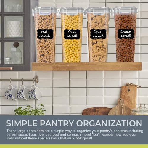 Simply Gourmet Airtight Cereal Containers with Lids – 4 Piece Tall