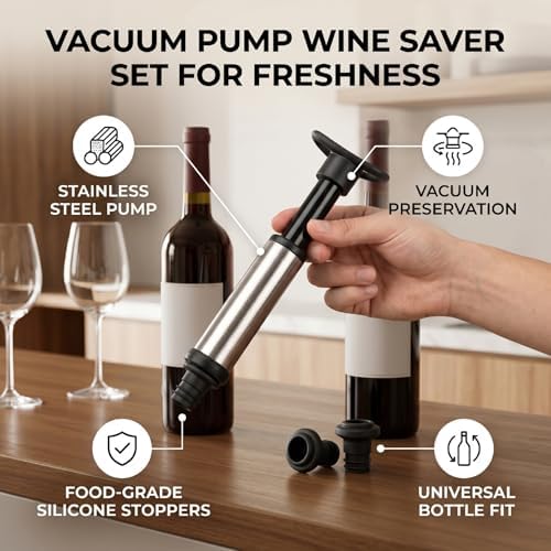 Vacuum Pump Wine Stopper Set Food Grade Silicone Seal Reusable